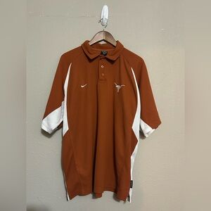 Vintage Nike Team Authentic Texas Longhorns Polo Shirt Size XL Burnt Orange Men